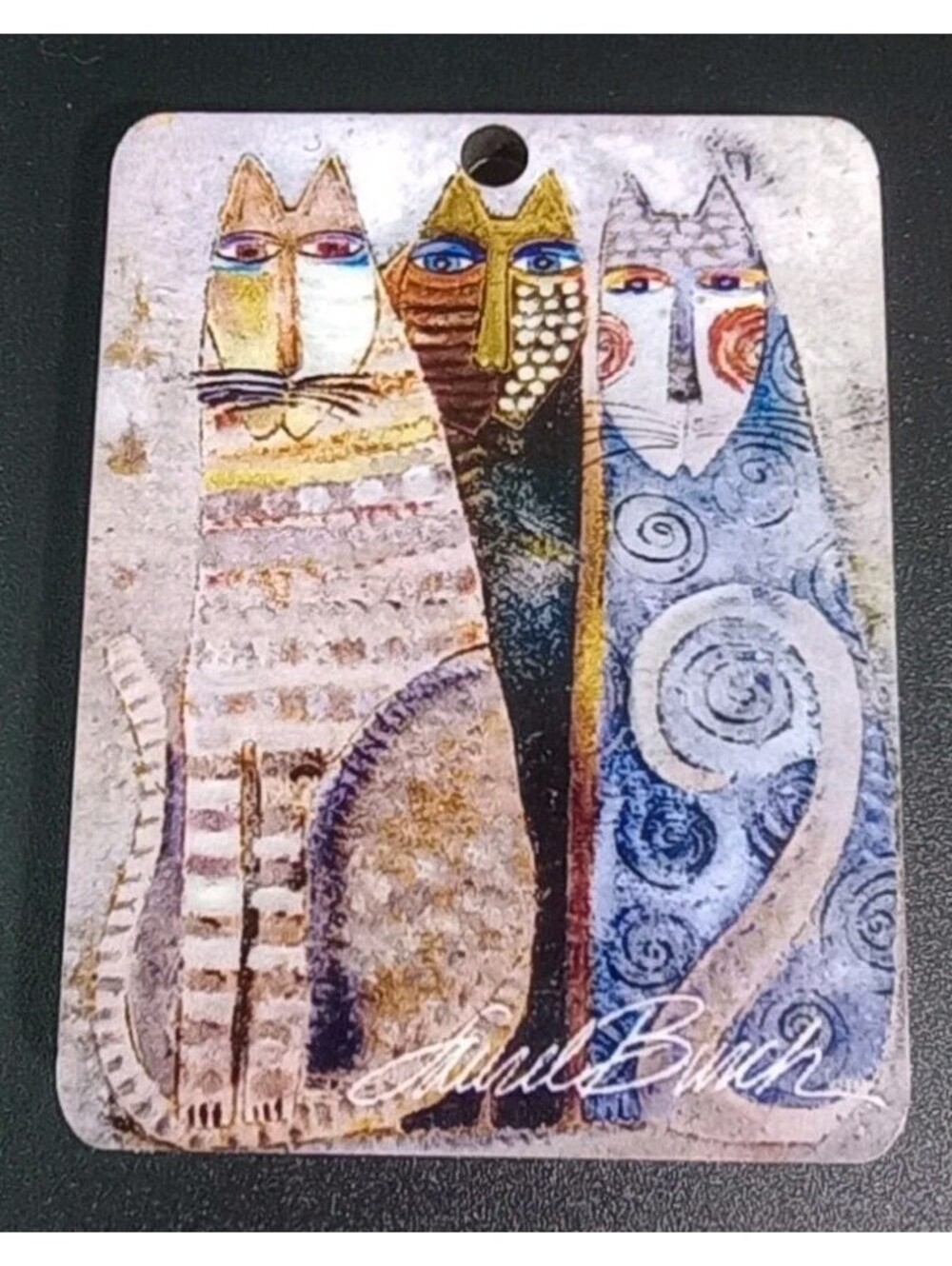Laurel Burch Art Cat Feline Refrigerator Magnet 2.5" x 2" Whimsical Bag Charm